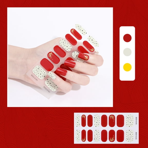 Semicured Gel Stickers UV/LED Lamp Required 16 Gel Polish Wraps Fashion Design Gel Art Stickers for Wome