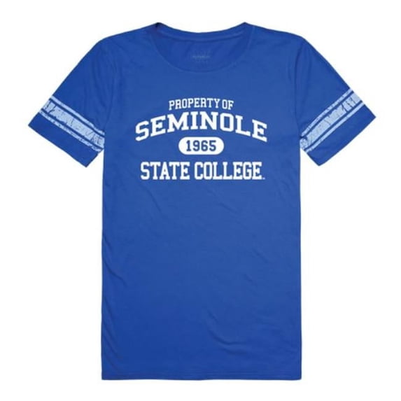 Seminole State College Raiders Women Property Football T-Shirt, Royal - Large
