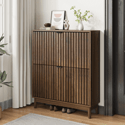 Semiocthome 31.5" Modern Shoe Cabinet, Shoe Storage Cabinet with 2 Flip Drawers for Entryway, Walnut