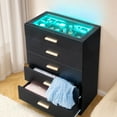 thumbnail image 1 of Semiocthome 5 Drawer Dresser with Glass Top and RGB Light Storage Cabinet for Jewelry Display,Black,Adult, 1 of 6