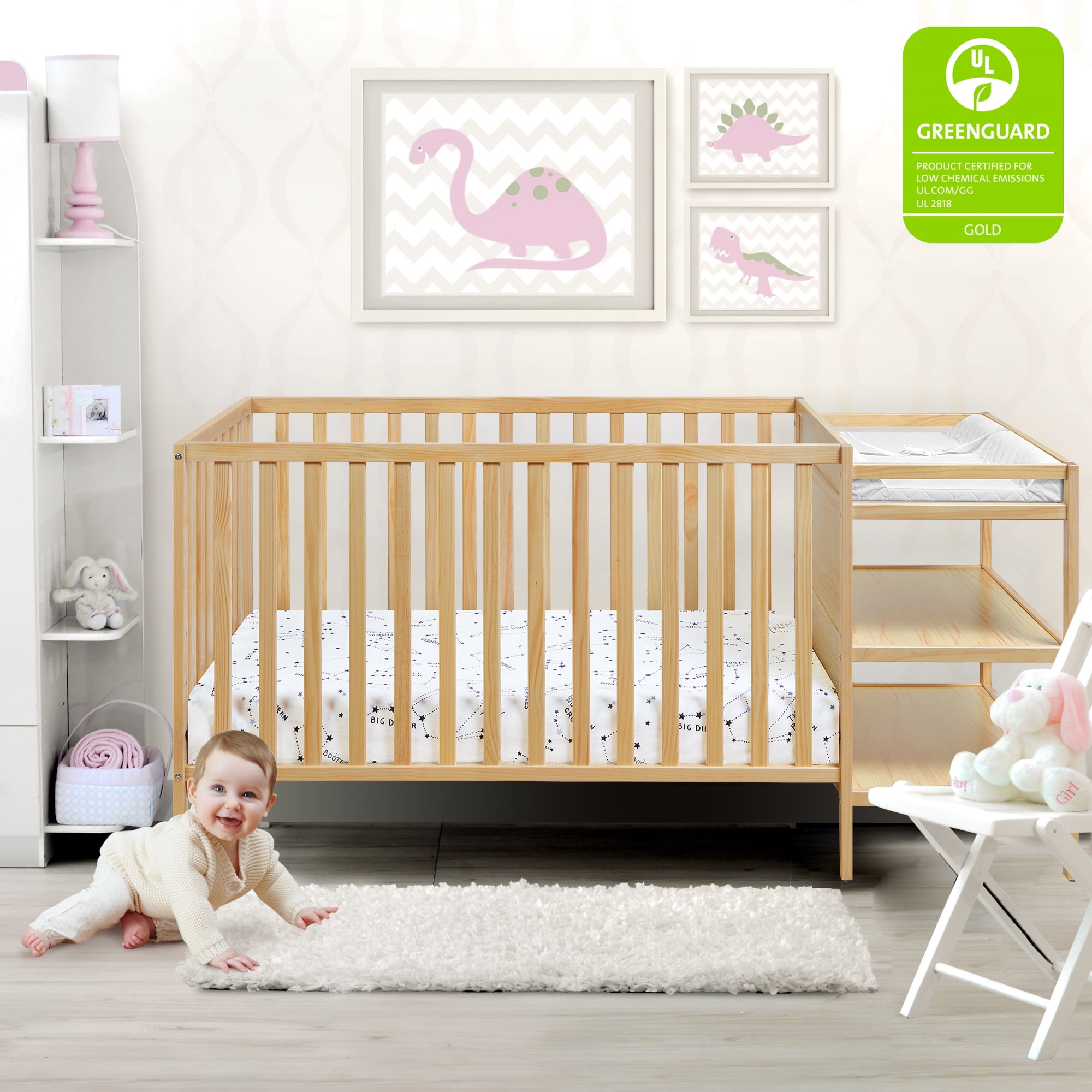 Semiocthome 5 in 1 Convertible Crib with Changing Table for Baby