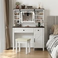 thumbnail image 1 of Semiocthome Farmhouse Makeup Vanity Desk with Cushioned Stool and Charging Station for Bedroom,White, 1 of 9