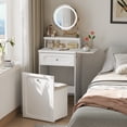 thumbnail image 1 of Semiocthome Makeup Vanity with 360° Mirror Lights, Storage Stool with Wheels, Bedroom,White, Adult, 1 of 9