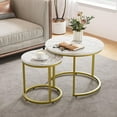 thumbnail image 1 of Semiocthome Modern Nesting Coffee Table Set,End Table for Living Room, 23.6" W, Gold, Marble Pattern, 1 of 8