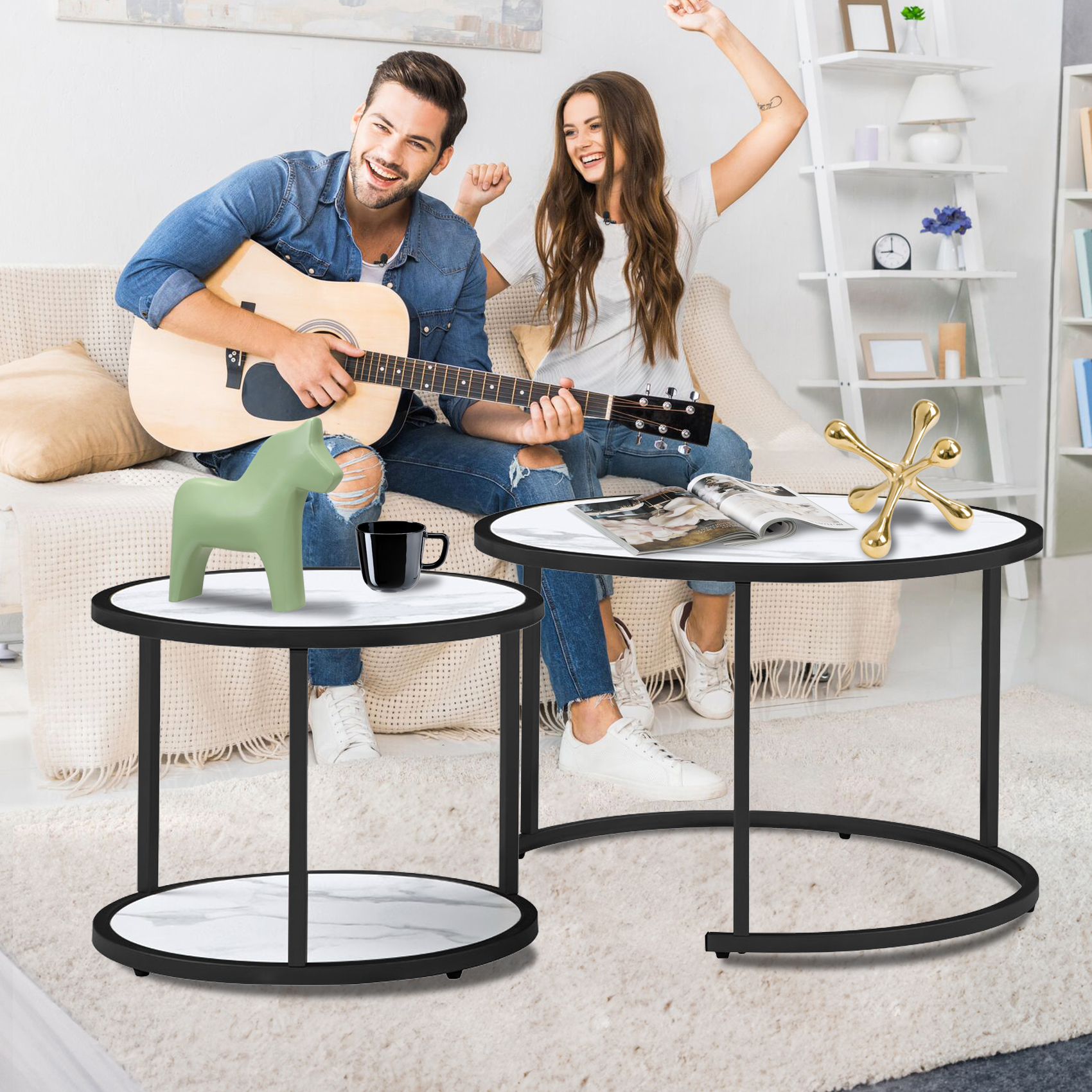 Mainstays Pilson 3 Piece Coffee Table and End Table Set, Espresso Finish