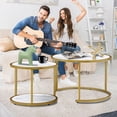 thumbnail image 1 of Semiocthome Modern Coffee Tables,Nesting End Table Set of 2,Wood Top Side Table for Living Room,White, 1 of 12