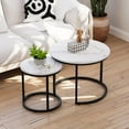 thumbnail image 1 of Semiocthome Modern Nesting Coffee Table Set,End Table for Living Room, 23.6" W, White,Marble Pattern, 1 of 9
