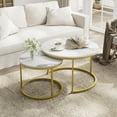 thumbnail image 1 of Semiocthome Modern Round Nesting Coffee Table Set,End Table Metal Frame for Living Room,31.5",White, 1 of 9