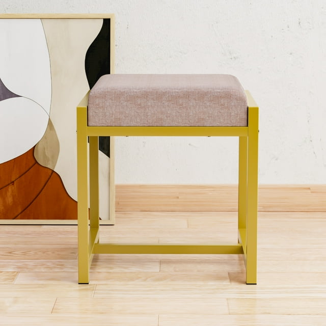 Semiocthome Modern Vanity Stool for Bedroom,Ottoman Chairs with Gold