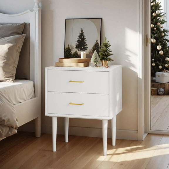Semiocthome Nightstand with 2 Drawers, Bedside Table for Bedroom, End Tables for Living Room, White