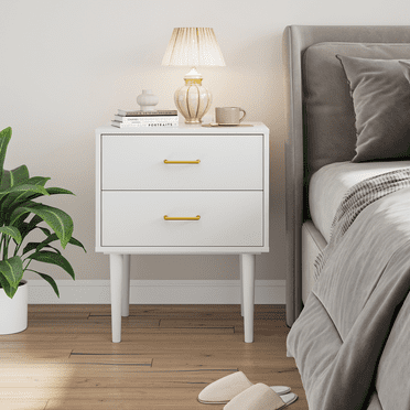 Semiocthome Nightstand with 2 Drawers, Bedside Table for Bedroom, End Tables for Living Room, White