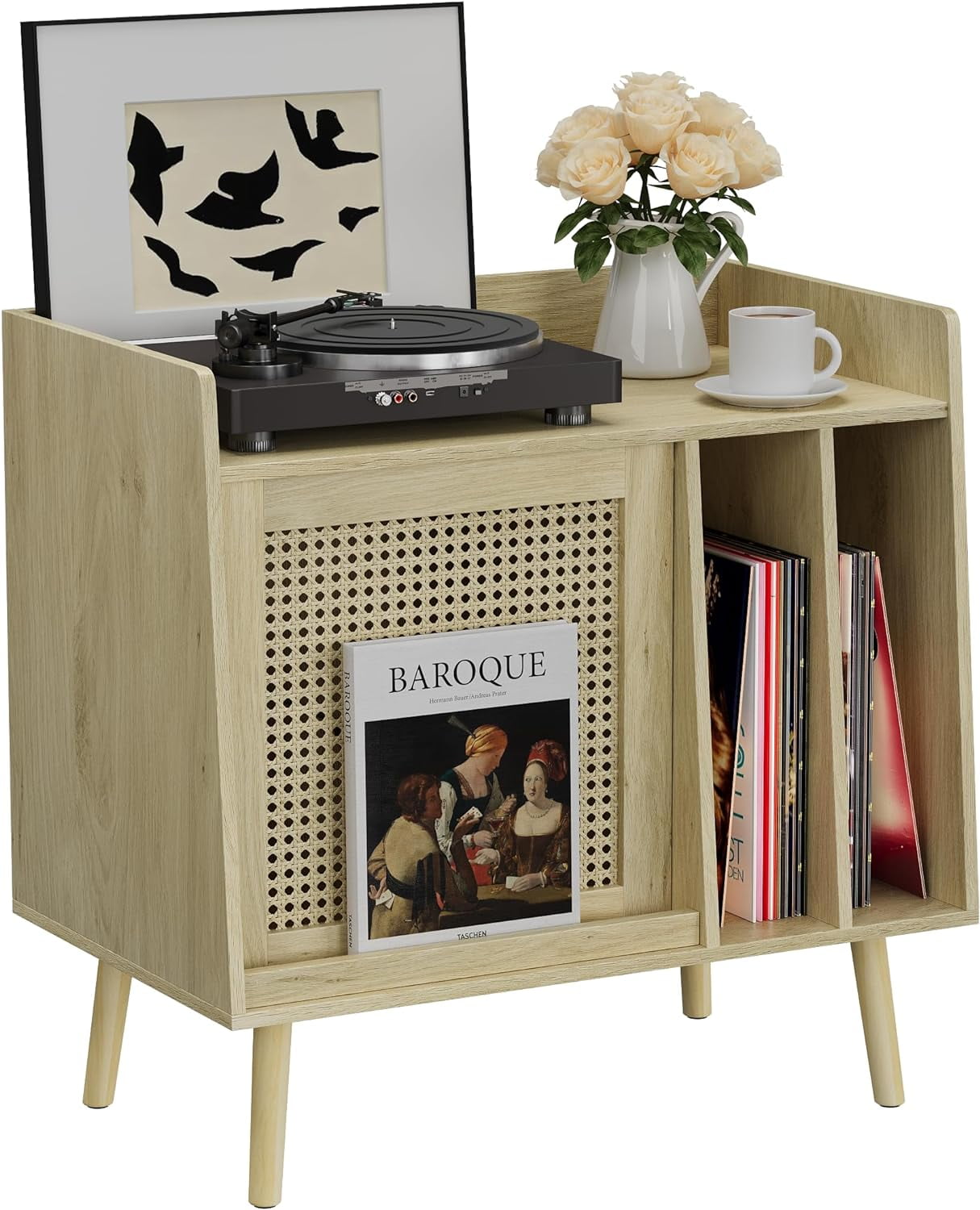 4-Tier Record Player Stand With Storage For 100 Vinyl