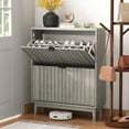 thumbnail image 1 of Semiocthome Shoe Cabinet with 2 Flip Drawers Farmhouse Shoe Storage Organizer for Entryway, Grey, 1 of 6