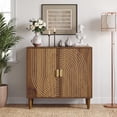 thumbnail image 1 of Semiocthome Sideboard Buffet Cabinet with 1 Shelf and Line Groove Design, Kitchen, Walnut, 1 of 9