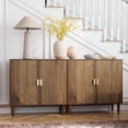 thumbnail image 1 of Semiocthome Kitchen Sideboard Buffet Cabinet with Adjustable Shelf, Line Groove Door, Walnut Finish, Set of 2, 1 of 9