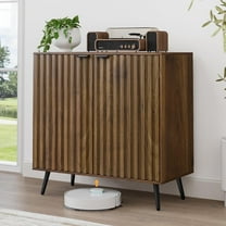 Semiocthome Sideboard Cabinet with 2 Fluted Doors and 1 Adjustable Shelves for Kitchen, Home, Dining Room, Walnut