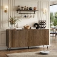 thumbnail image 1 of Semiocthome Sideboard Storage Cabinet with 4 Fluted Doors and 2 Shelves, Kitchen, Dining Room, Walnut, 1 of 10