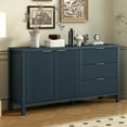 thumbnail image 1 of Semiocthome Sideboard with Doors and 3 Drawers, Buffet Cabinet with Storage, Kitchen, Blue, 1 of 7