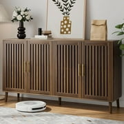 Semiocthome Sideboards and Buffets with 4 Doors and Adjustable Shelve,Coffee Bar for Kitchen, Walnut