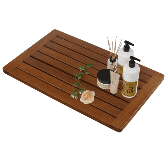 Semiocthome Teak Shower Mat, Bath Mat for Bathroom, Outdoor, Spa, Non-Slip, Small, 21"x14"