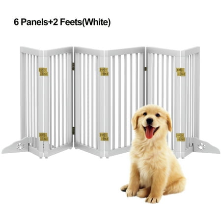 Semiocthome Ultra Wide Foldable Pet Gate for Doorway,Freestanding Dog Gates for Stairs,112.9" Brown