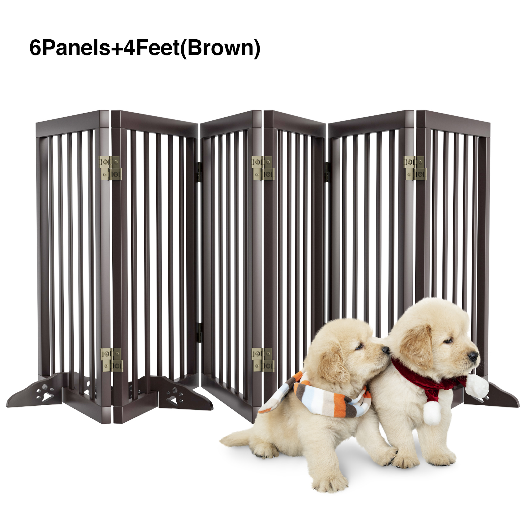 Indoor Pet Gate 4Panel Retractable Dog Gate for Stairs or Doorways 23.75InchTall