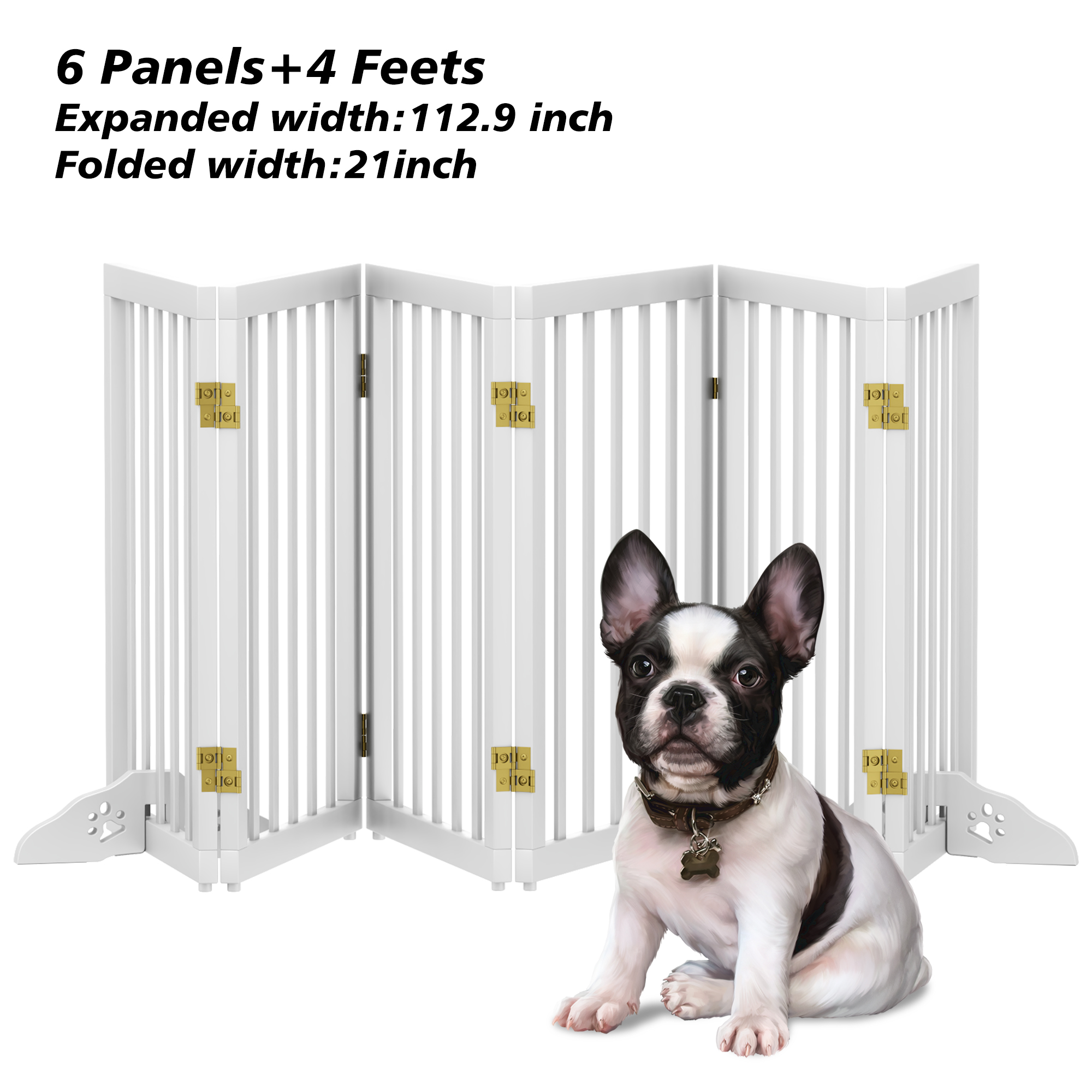 Semiocthome Ultra Wide Foldable Pet Gate for Doorway,Freestanding Dog Gates for Stairs,112.9" W