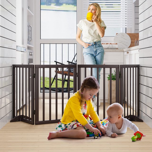 Semiocthome Ultra Wide Foldable Pet Gate for Doorway,Freestanding Dog