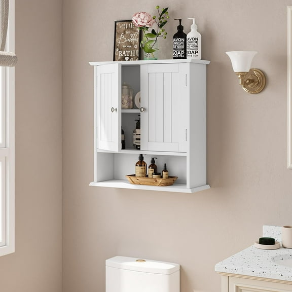 Semiocthome over the Toilet Storage Wall Medicine Cabinet with 2 Doors and Adjustable Shelves,White
