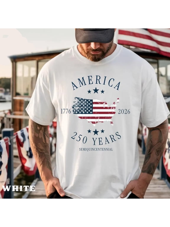 Semiquincentennial 250 Years T-Shirt, Patriotic USA Map American Flag 1776-2026 Anniversary Tee, Unisex Garment Dyed Cotton
