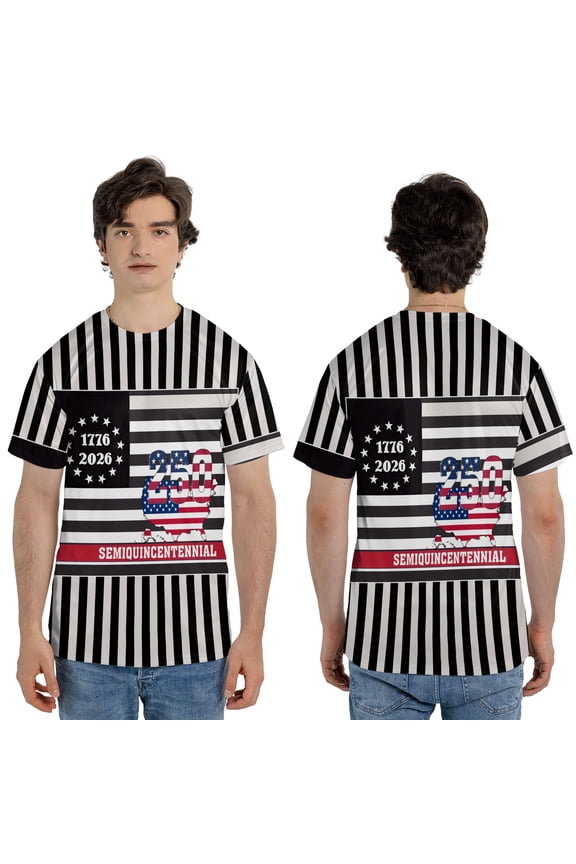 Semiquincentennial T-shirt Black White, 250th Anniversary Minimalist Shirt, Betsy Ross 13 Stars USA Map 1776-2026 Patriotic Tee