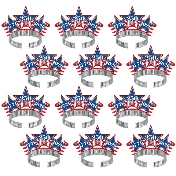 Semiquincentennial Tiaras, One Size Fits Most, Pack of 12