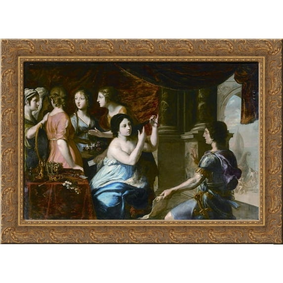 Semiramis called to fight 24x18 Gold Ornate Wood Framed Canvas Art by Jacques Stella
