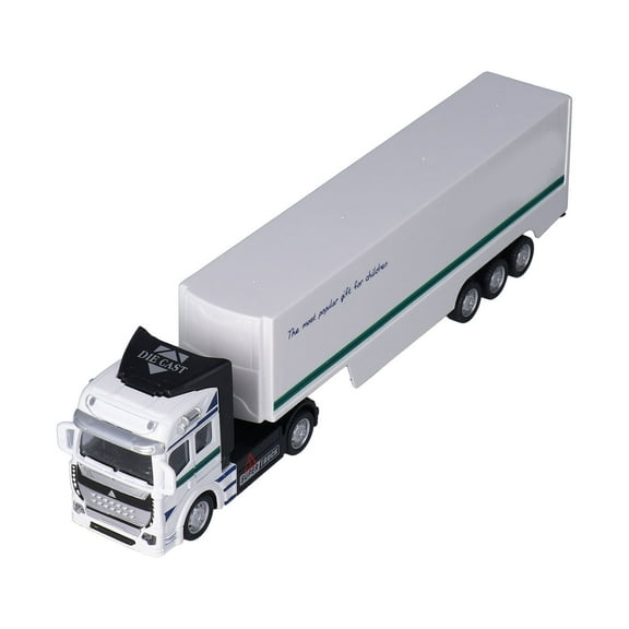 Semitrailer Toy, Truck Toy Alloy Truck Head Simulation With Trailer For Children's Gift For 3 Years Old + White Truck Cabinet