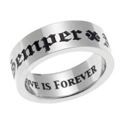 Semper Amemus "Our Love is Forever" Engraved Stainless Steel Ring size 9