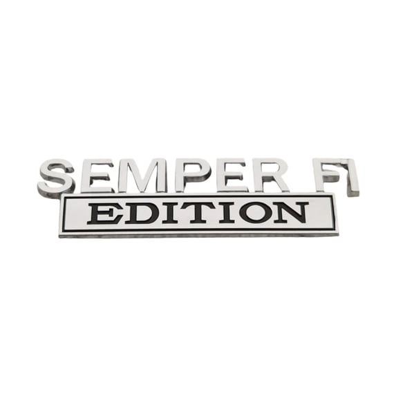 Semper FI Edition Car Emblem Metal Badge, Metal Side Emblem Badge Sticker Veteran Decal Replacement for Fender Tailgate Bumper Compatible with All Cars Truck SUV Auto Accessories (Silver&Black)