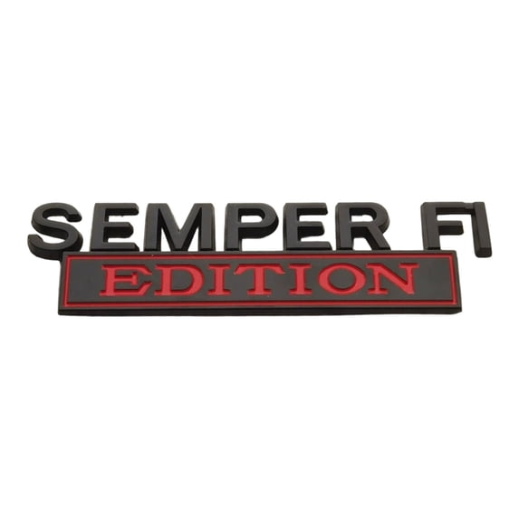 Semper FI Edition Car Emblem Metal Badge, Metal Side Emblem Badge Sticker Veteran Decal Replacement for Fender Tailgate Bumper Compatible with All Cars Truck SUV Auto Accessories (Black&Red)