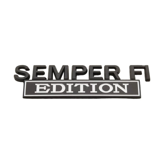 Semper FI Edition Car Emblem Metal Badge, Metal Side Emblem Badge Sticker Veteran Decal Replacement for Fender Tailgate Bumper Compatible with All Cars Truck SUV Auto Accessories (Black&Silver)