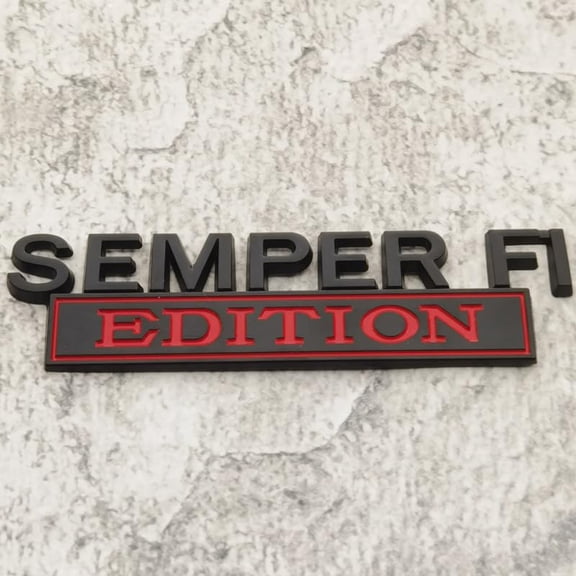 Semper FI Edition Car Emblem Metal Badge, Veteran Metal Side Emblem Badge Sticker Badge Auto Decal Sticker Weatherproof Strong Adhesive for Truck Fender Tailgate Bumper Universal Vehicles