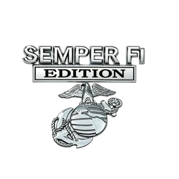 Semper FI Edition Car Emblem Metal Badge, Veteran Military Auto Decal Sticker for Cars Trucks SUVs, Universal Metal Side Fender Tailgate Bumper Badge (Style-A)