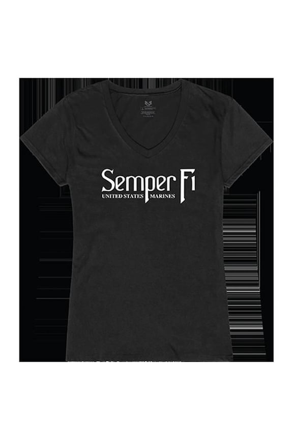 Semper Fi Graphic V-Neck T-Shirts, Black - 2XL