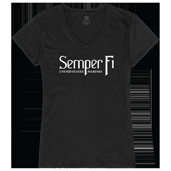 Semper Fi Graphic V-Neck T-Shirts, Black - Extra Large
