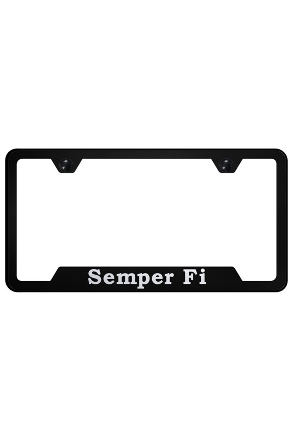Semper Fi Laser Etched Logo Cut-Out License Plate Frame (Black)