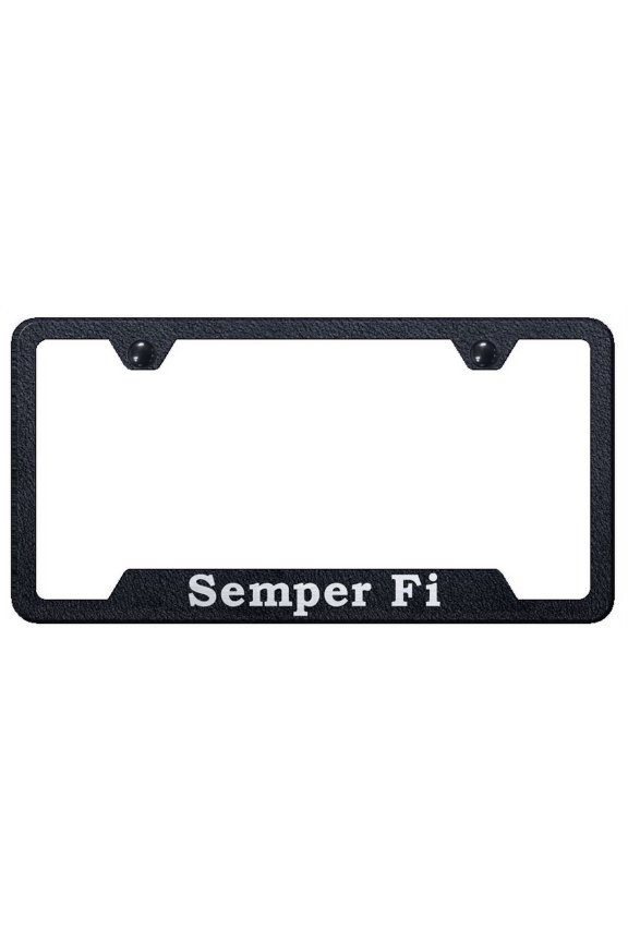 Semper Fi Laser Etched Logo Cut-Out License Plate Frame (Rugged Black)
