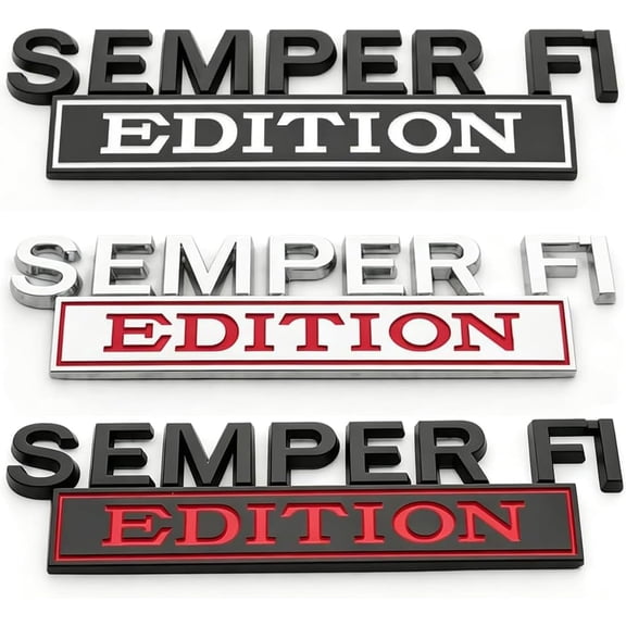 Semper Fi Style Metal Car Emblem Badge, Universal 3D Exterior Sticker Decal, Fit Car Truck SUV Fender Tailgate Bumper Decor Accessory (3pcs-Mix2)