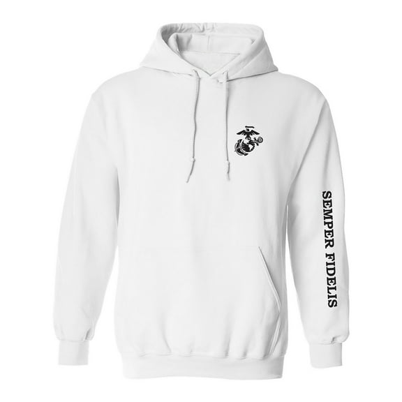 Semper Fidelis Black Sleeve Print Adult Hooded Sweatshirt