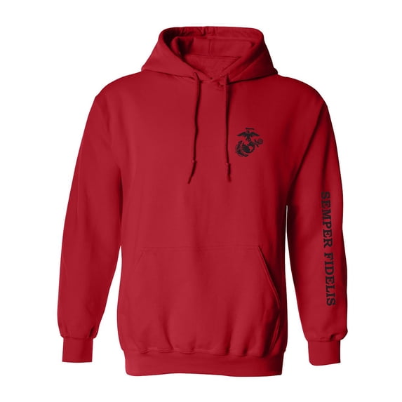Semper Fidelis Black Sleeve Print Adult Hooded Sweatshirt