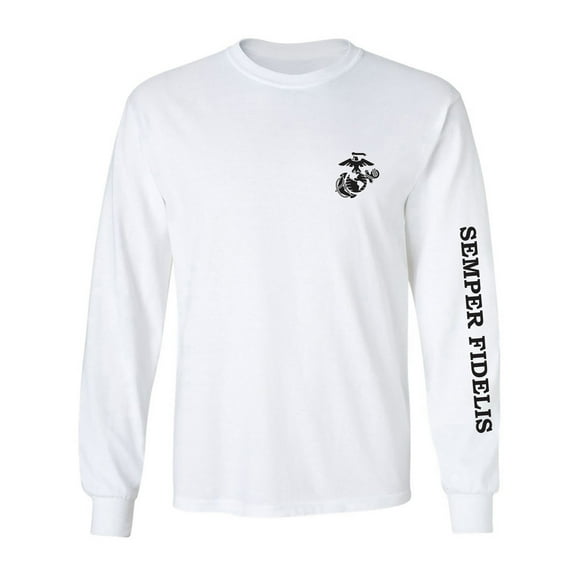 Semper Fidelis Black Sleeve Print Adult Long Sleeve T-shirt
