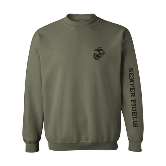 Semper Fidelis Black Sleeve Print Crewneck Sweatshirt