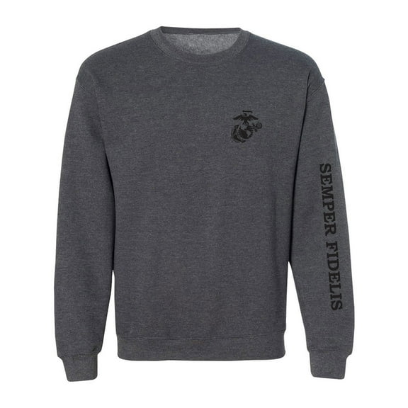 Semper Fidelis Black Sleeve Print Crewneck Sweatshirt